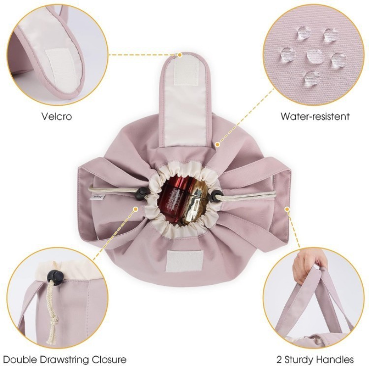 Barrel Drawstring Makeup Bag Large Capacity Women's Cosmetic Bag Toiletries Organizer Pouch Lady Travel Storage Case - Image 4