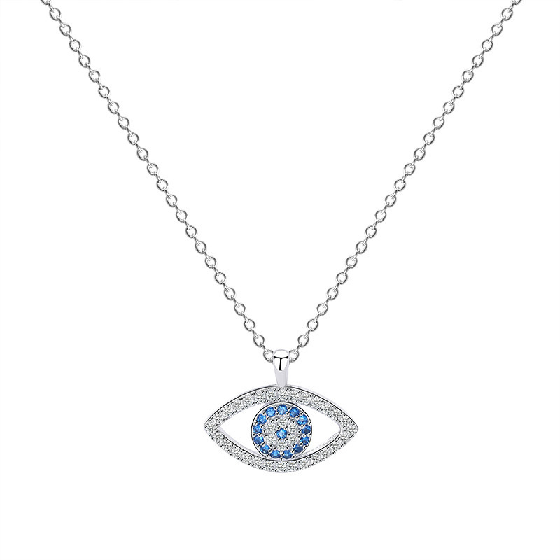 s925 Sterling Silver Jewelry European and American Atmospheric Demon Eye Necklace Eye Pendant - Image 3