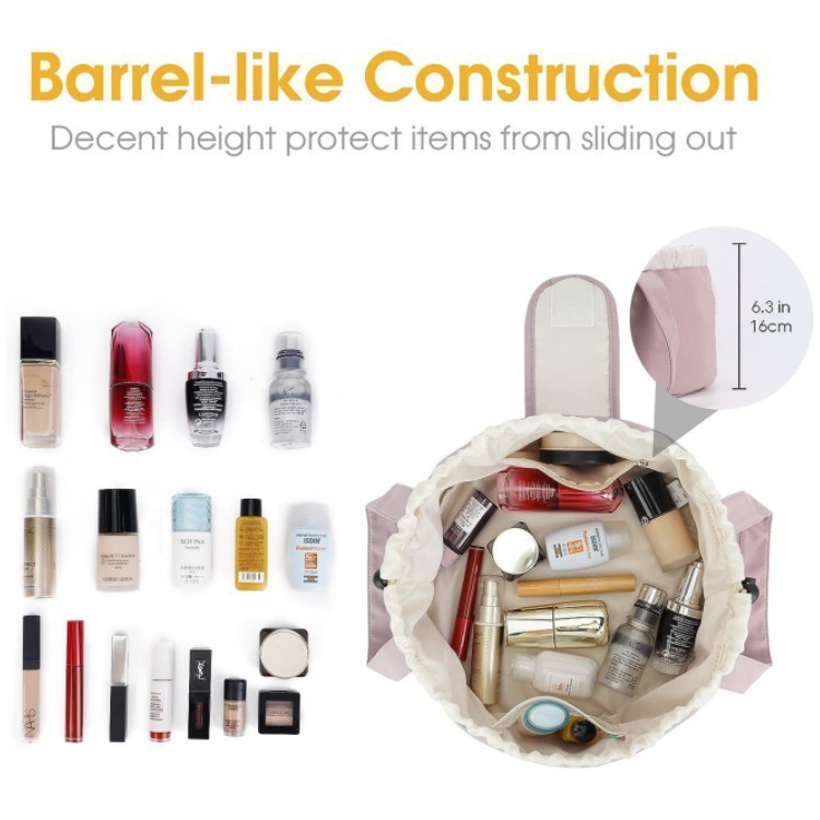 Barrel Drawstring Makeup Bag Large Capacity Women's Cosmetic Bag Toiletries Organizer Pouch Lady Travel Storage Case - Image 8