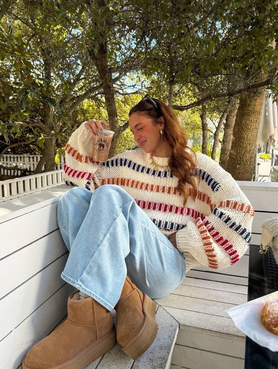 Casual Fashionable Retro Loose-fit Sweater With Batwing Sleeves - Image 7