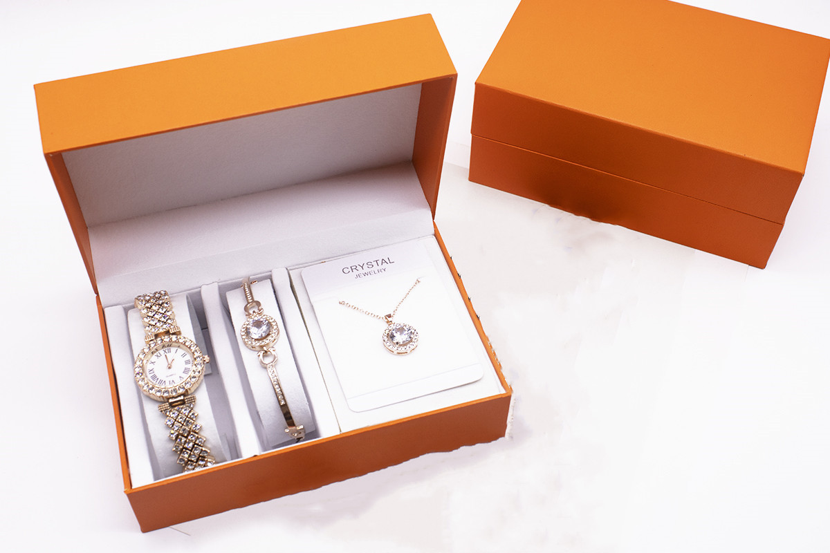 3-piece Rhinestone Watch Set With Bracelet And Necklace - Image 4