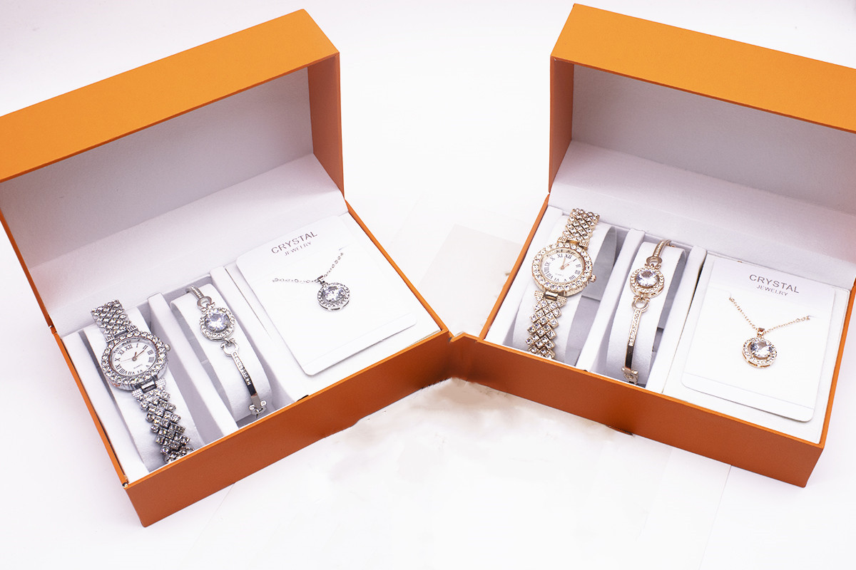 3-piece Rhinestone Watch Set With Bracelet And Necklace - Image 3