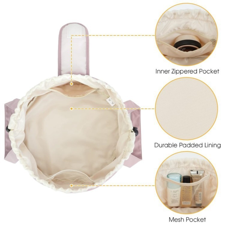 Barrel Drawstring Makeup Bag Large Capacity Women's Cosmetic Bag Toiletries Organizer Pouch Lady Travel Storage Case - Image 6