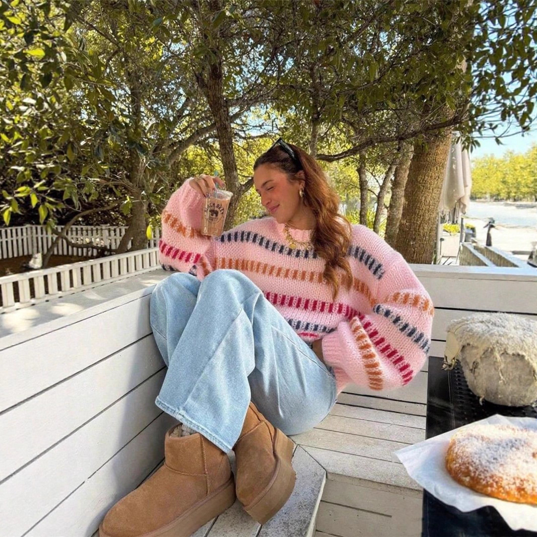 Casual Fashionable Retro Loose-fit Sweater With Batwing Sleeves - Image 2