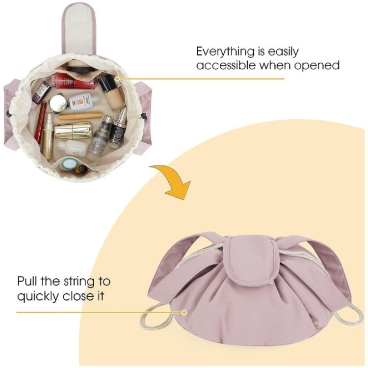 Barrel Drawstring Makeup Bag Large Capacity Women's Cosmetic Bag Toiletries Organizer Pouch Lady Travel Storage Case - Image 10
