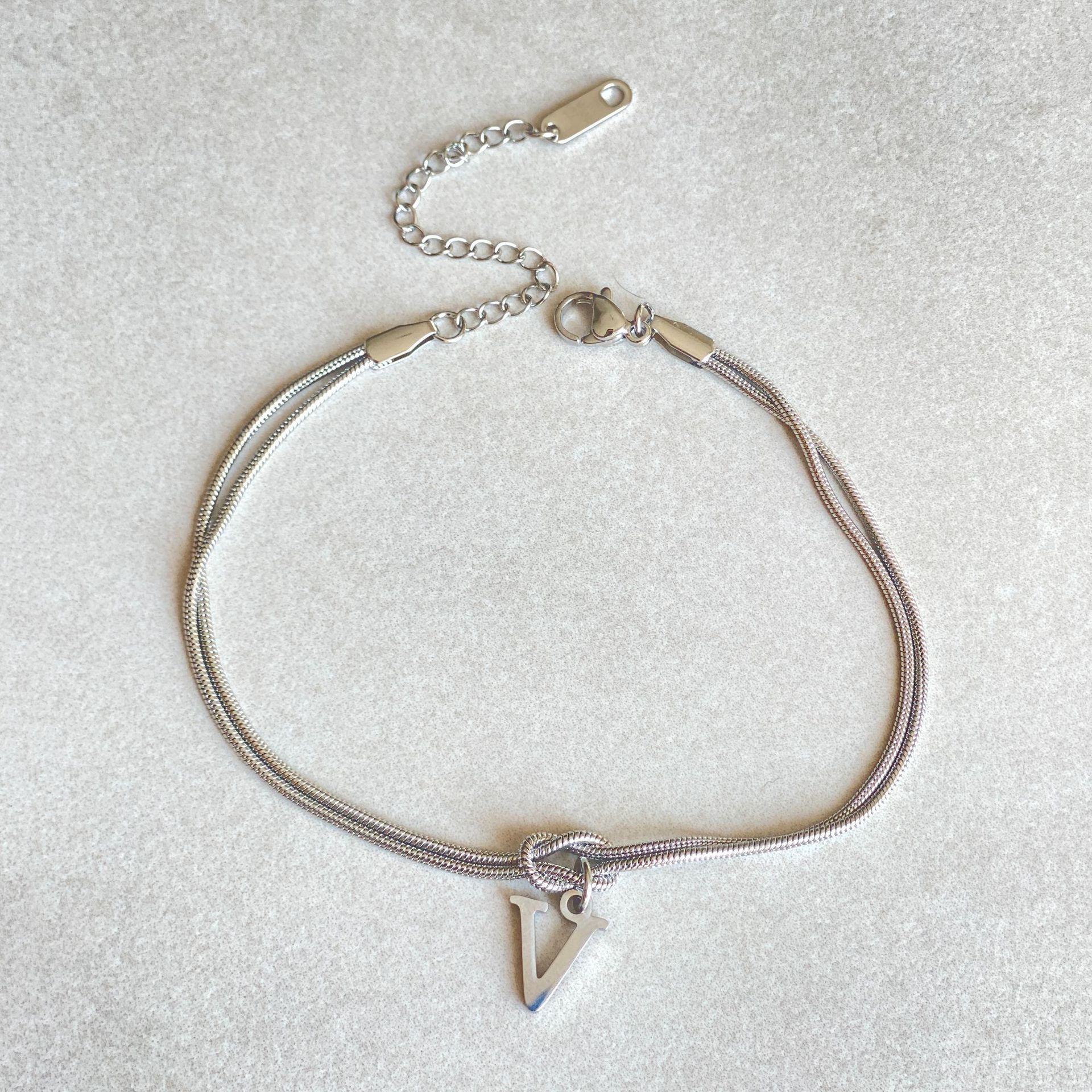 New Letter A-Z Love Knot Bracelets For Women Couple Gold Color Dainty Snake Chain Charm Bracelet Stainless Steel Jewelry Gift Valentine's Day Gifts - Image 3