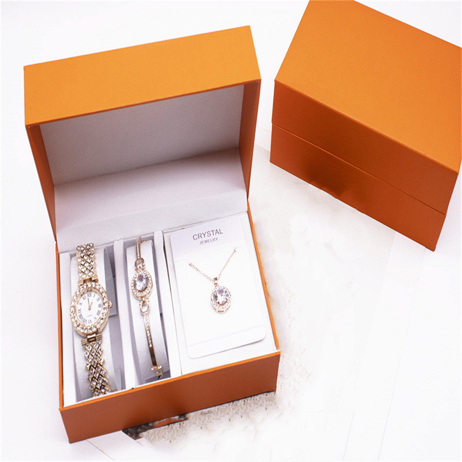 3-piece Rhinestone Watch Set With Bracelet And Necklace - Image 5